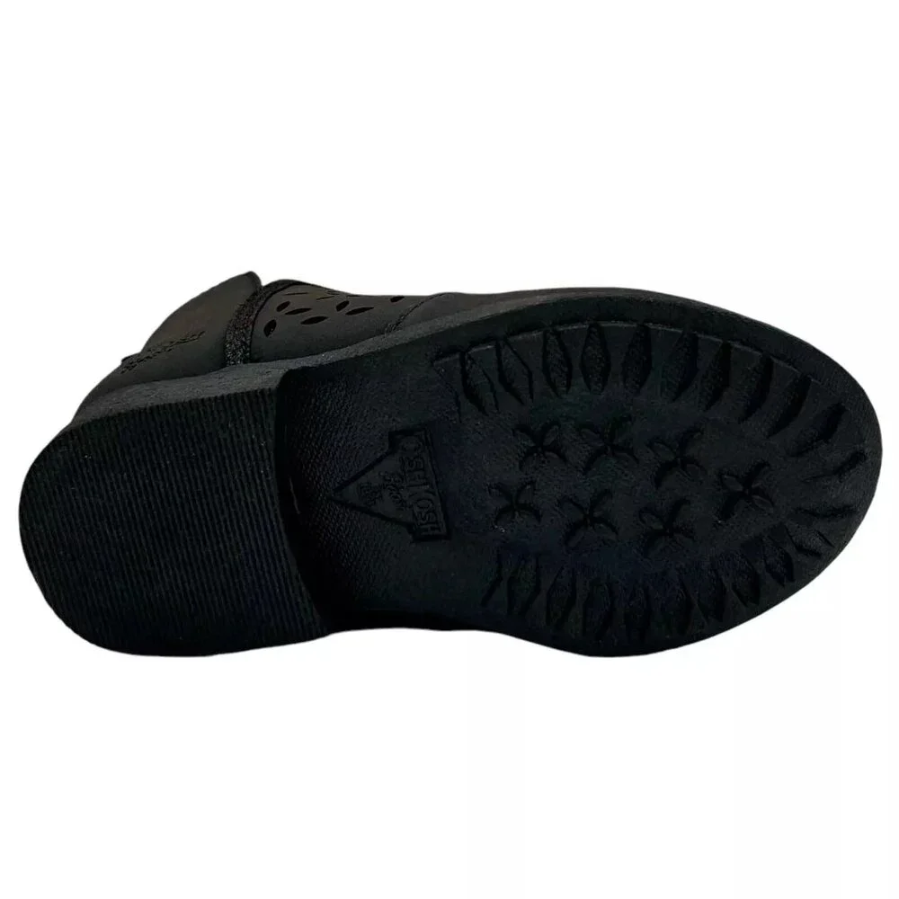 OshKosh B'Gosh Girl's Estell‎ Ankle Boots Size 7 Black Glitter Accent Side Zip